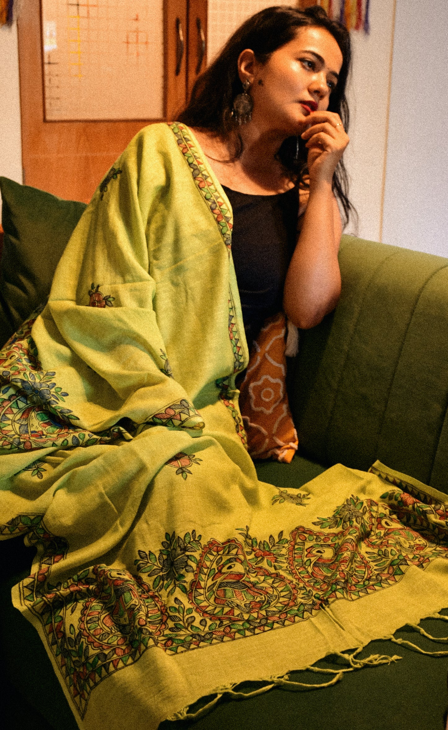 PARN - Handpainted Madhubani Cotton Linen Dupatta