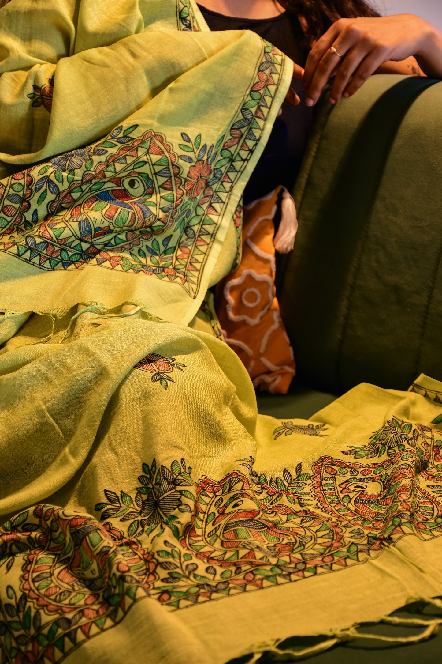 PARN - Handpainted Madhubani Cotton Linen Dupatta