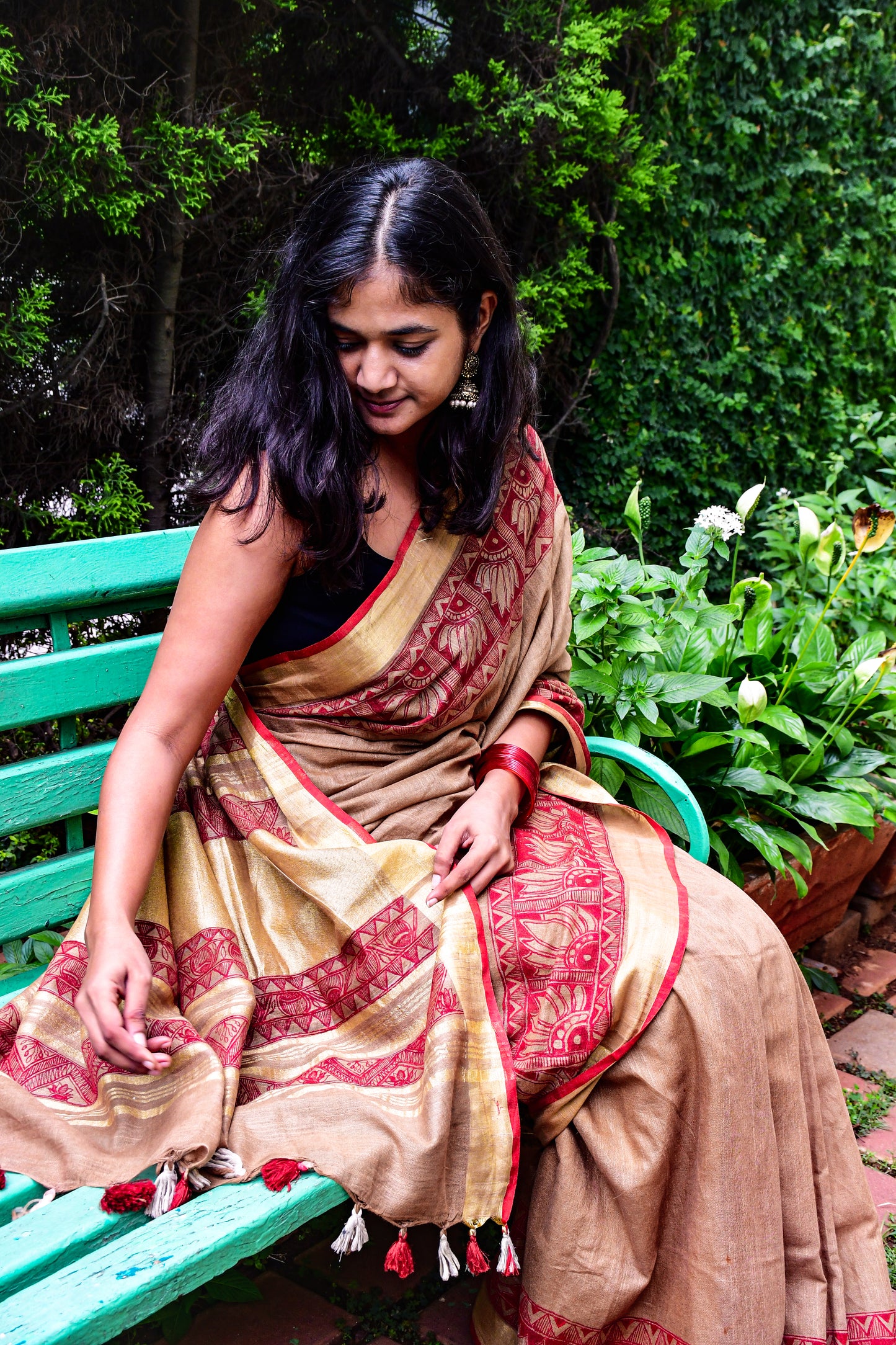 KAVYA - Handpainted Madhubani Cotton Linen Saree