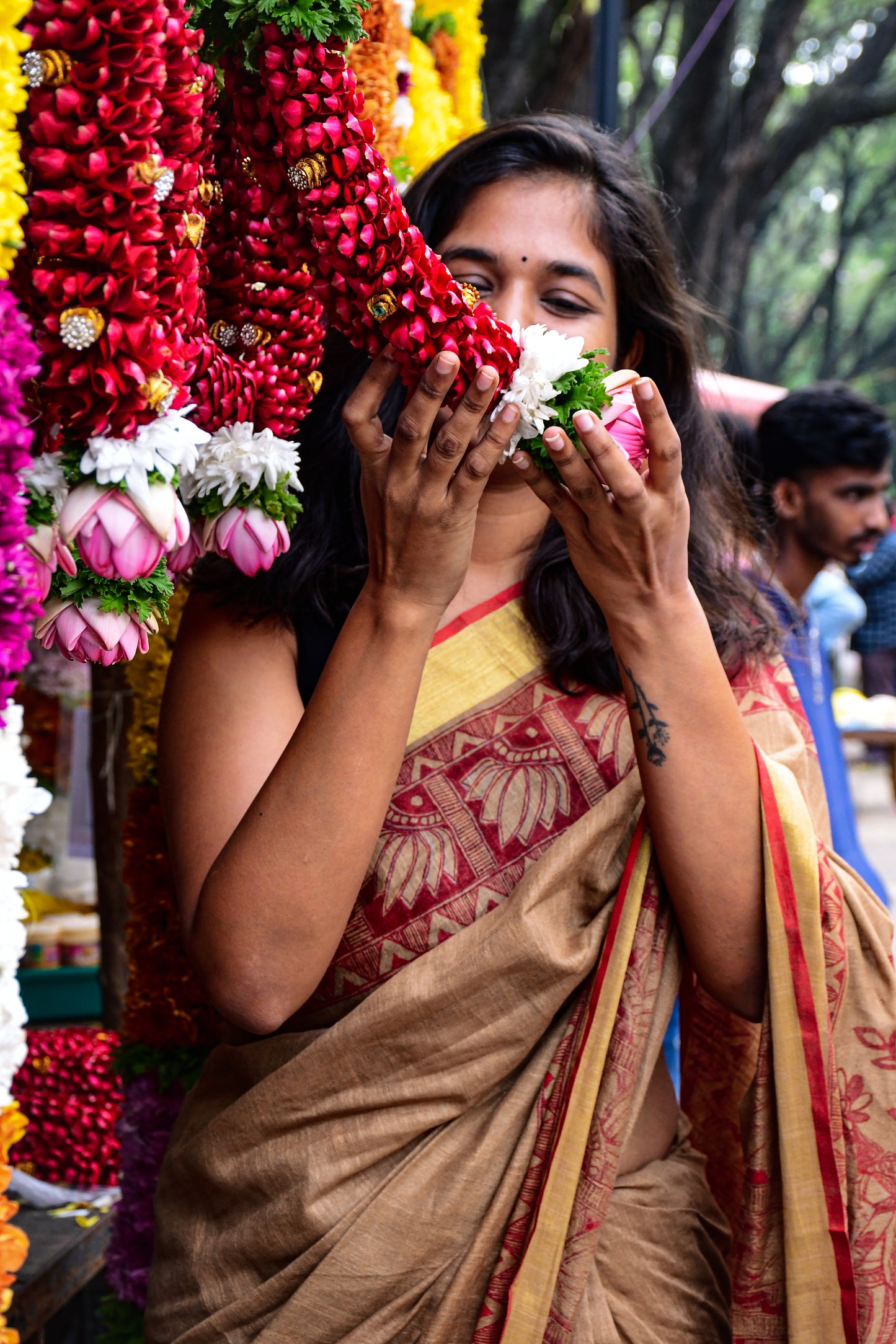 KAVYA - Handpainted Madhubani Cotton Linen Saree