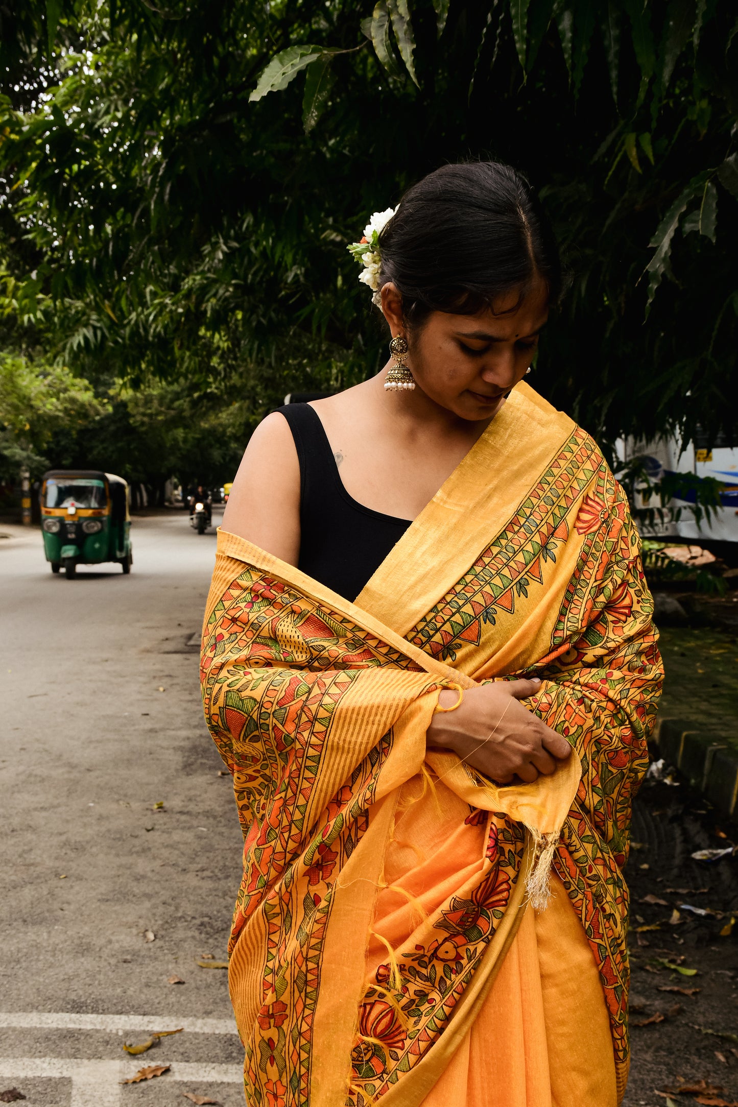 AARUSHI - Handpainted Madhubani Cotton Linen Saree
