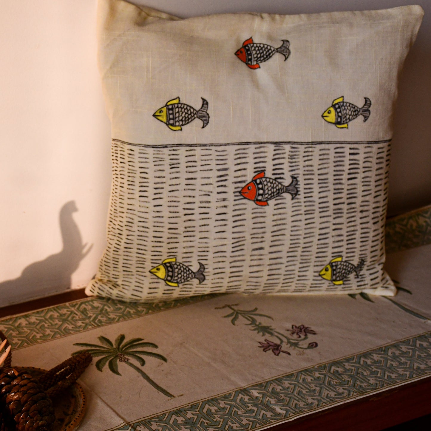 SHWET - Handpainted Madhubani Cotton Cushion Covers
