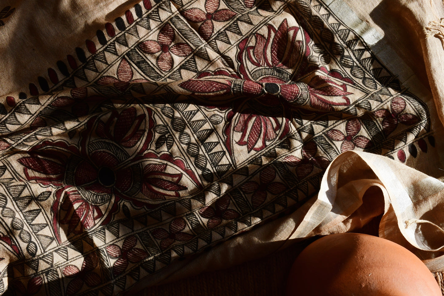 HUSN - Handpainted Madhubani Cotton Linen Dupatta