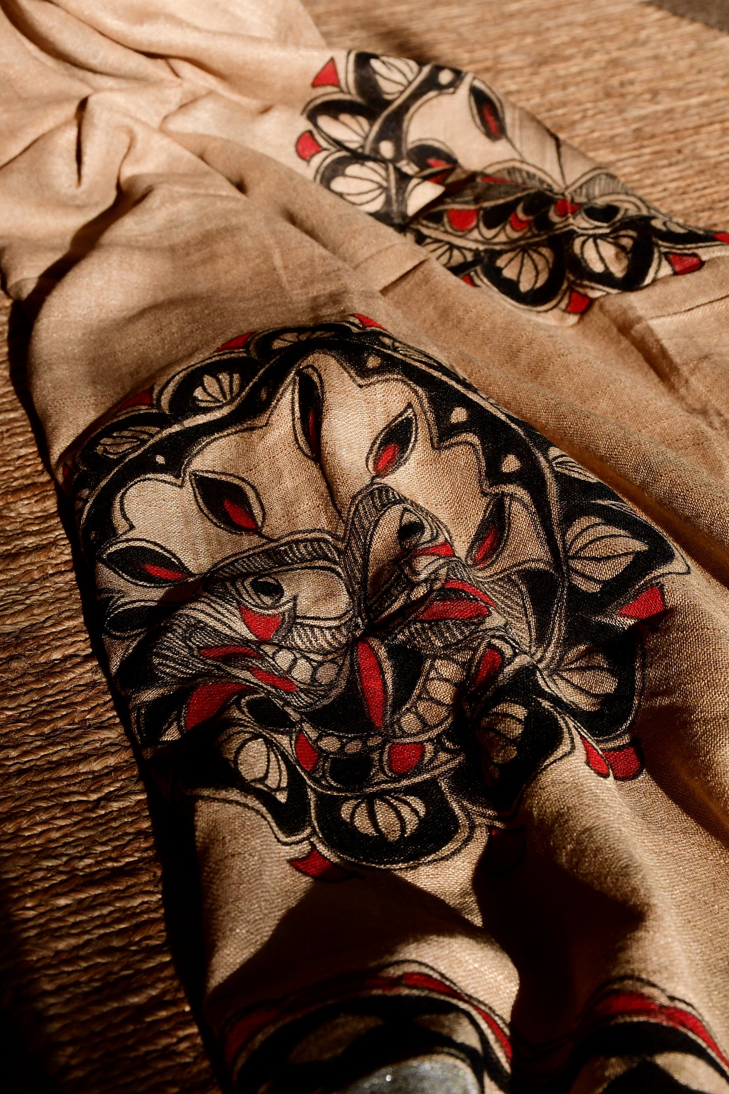 MRIGNAYANI - Handpainted Madhubani Cotton Linen Dupatta