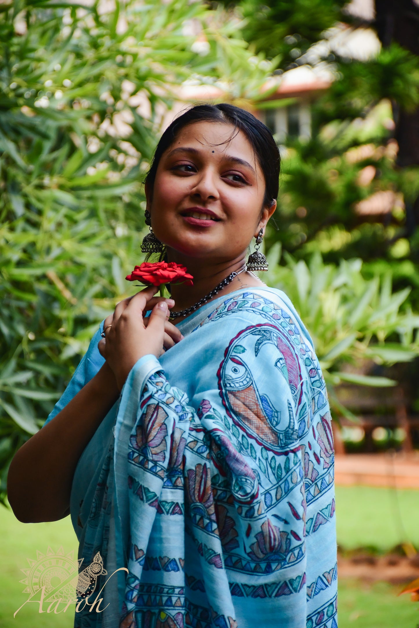 FALAK - Handpainted Madhubani Cotton Linen Saree