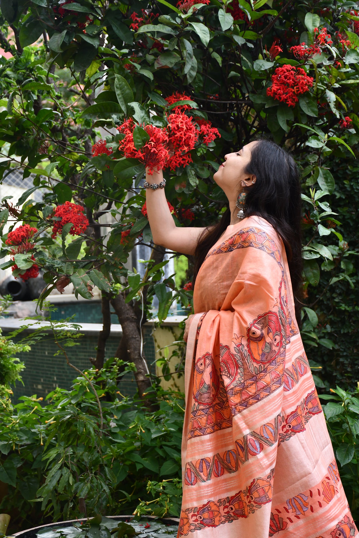 SHREYA - Handpainted Madhubani Cotton Linen Saree