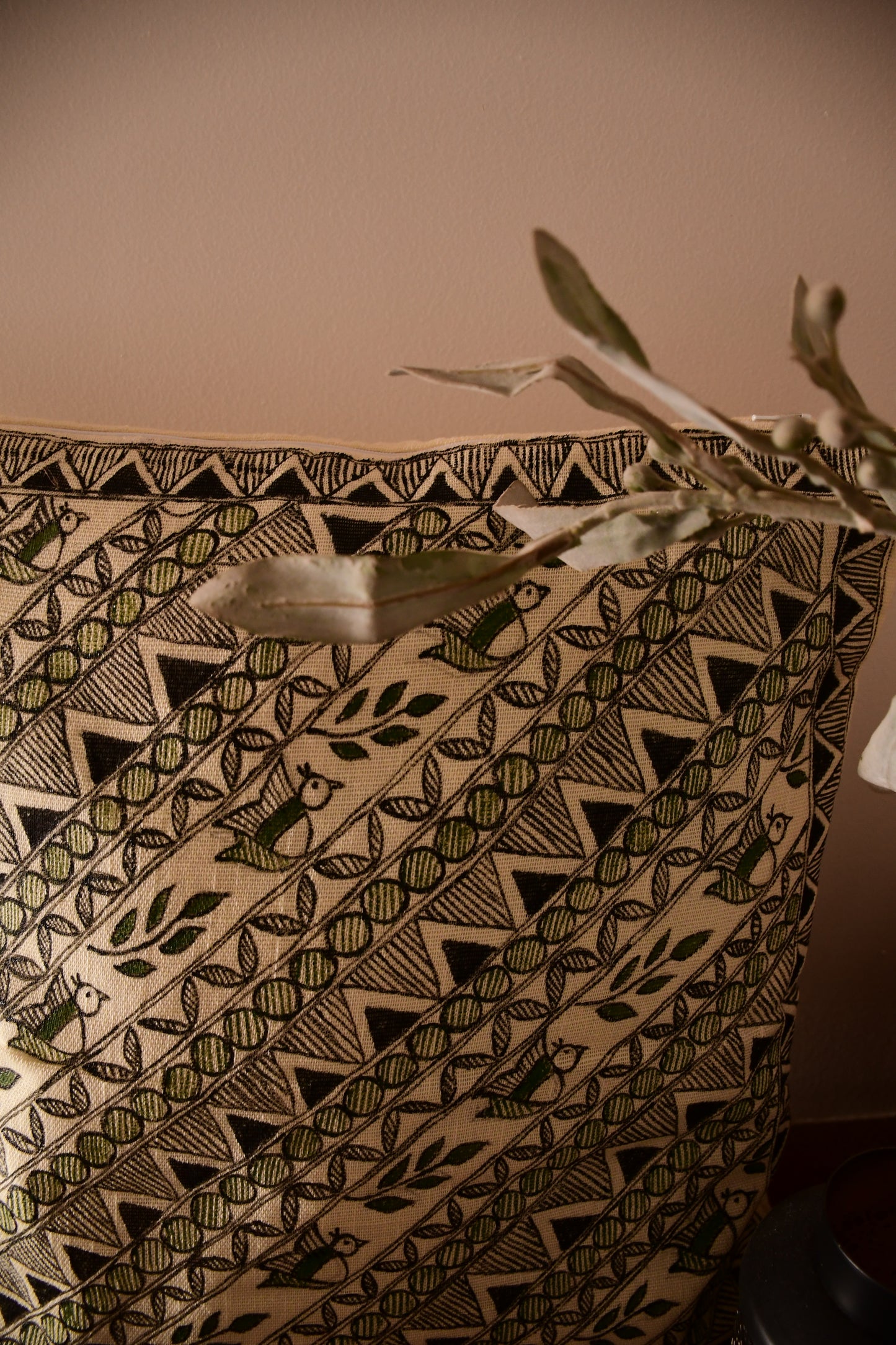 AADYA - Handpainted Madhubani Cotton Cushion Cover