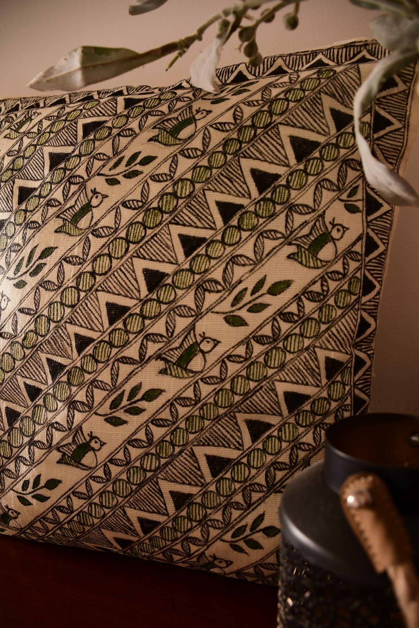 AADYA - Handpainted Madhubani Cotton Cushion Cover