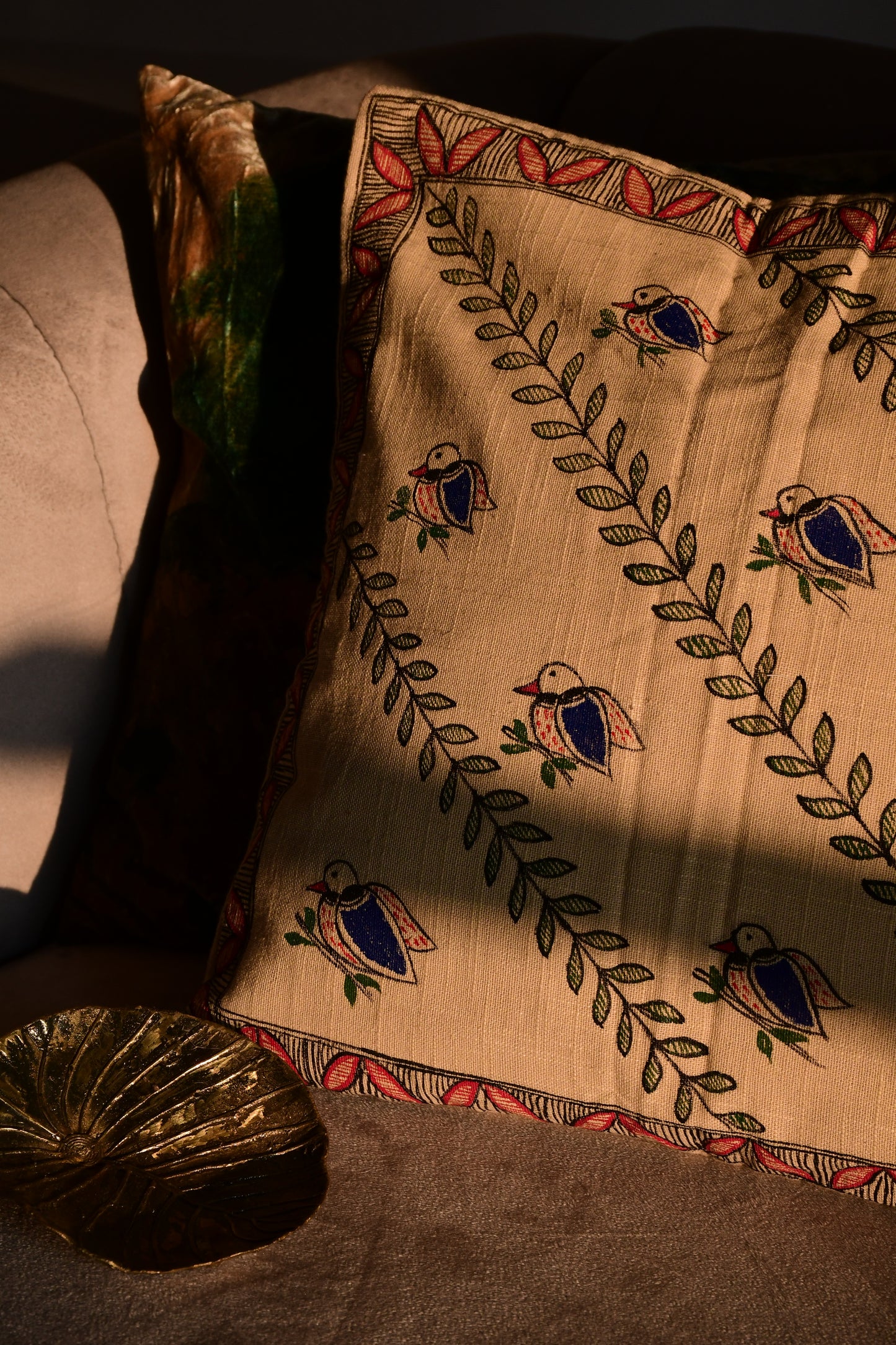 AVROH - Handpainted Madhubani Cotton Cushion Cover