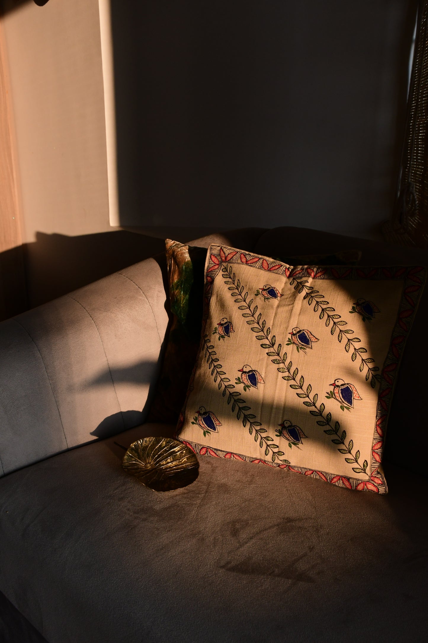 AVROH - Handpainted Madhubani Cotton Cushion Cover