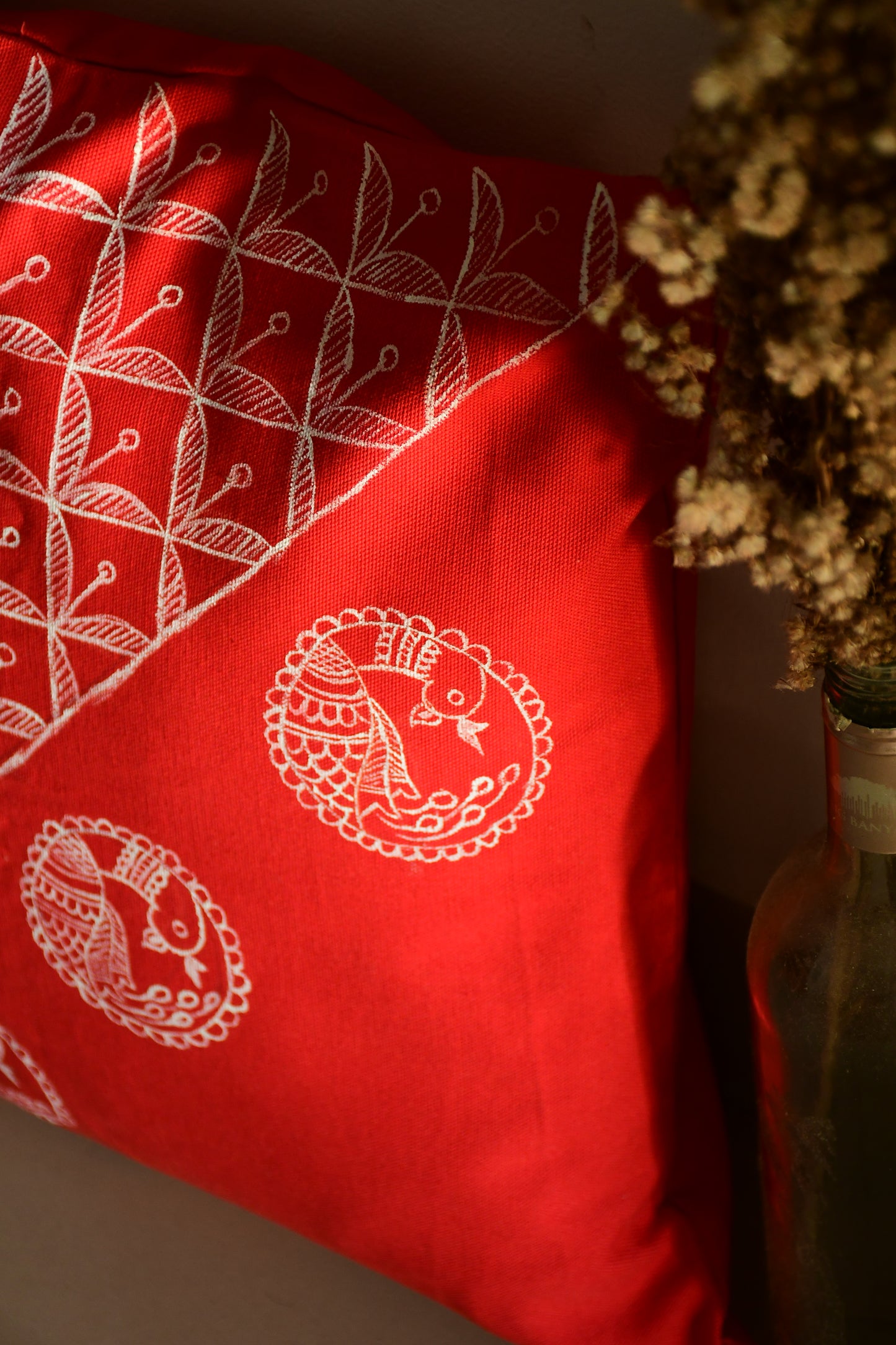 LAALI - Handpainted Madhubani Cotton Cushion Cover