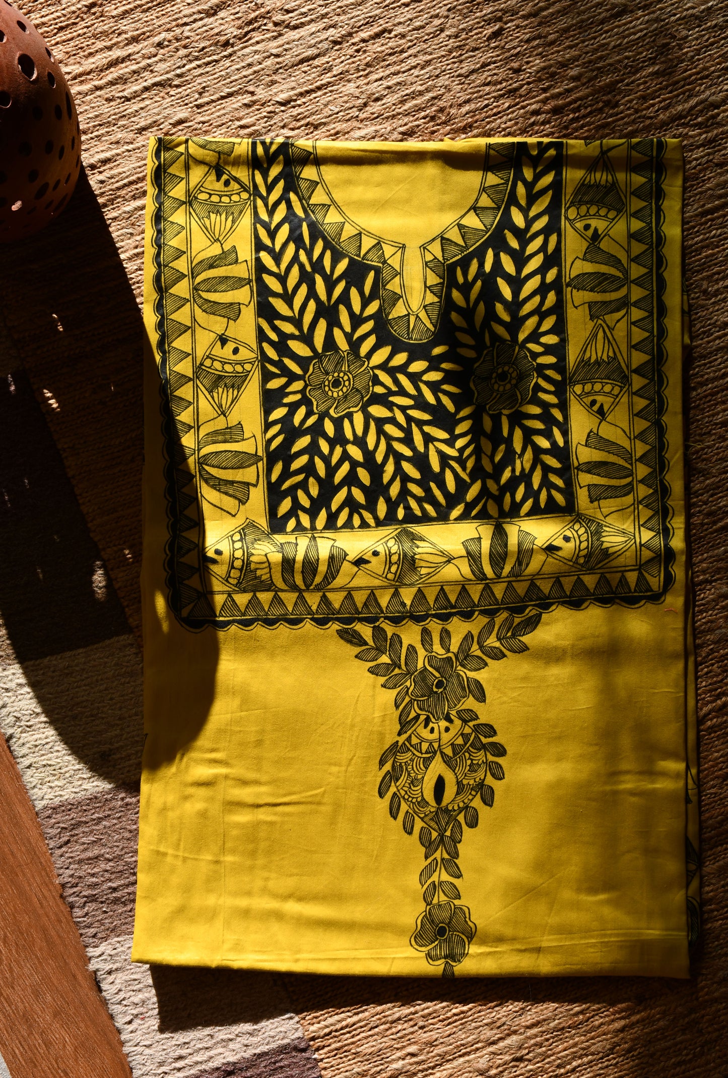 CHAVI - Handpainted Madhubani Cotton Silk Unstitched Kurta
