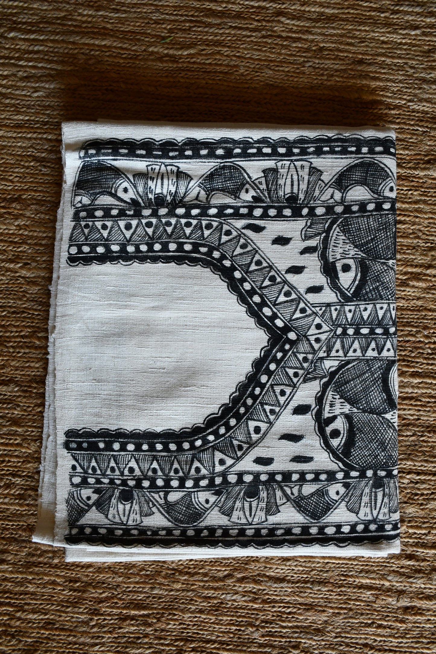 PRAGYA - Handpainted Madhubani Tussar Silk Unstitched Kurta