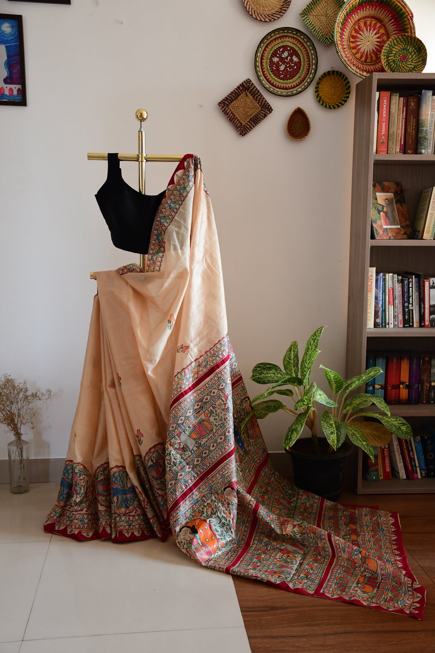 ARYA-Handpainted Madhubani Silk Fish Saree