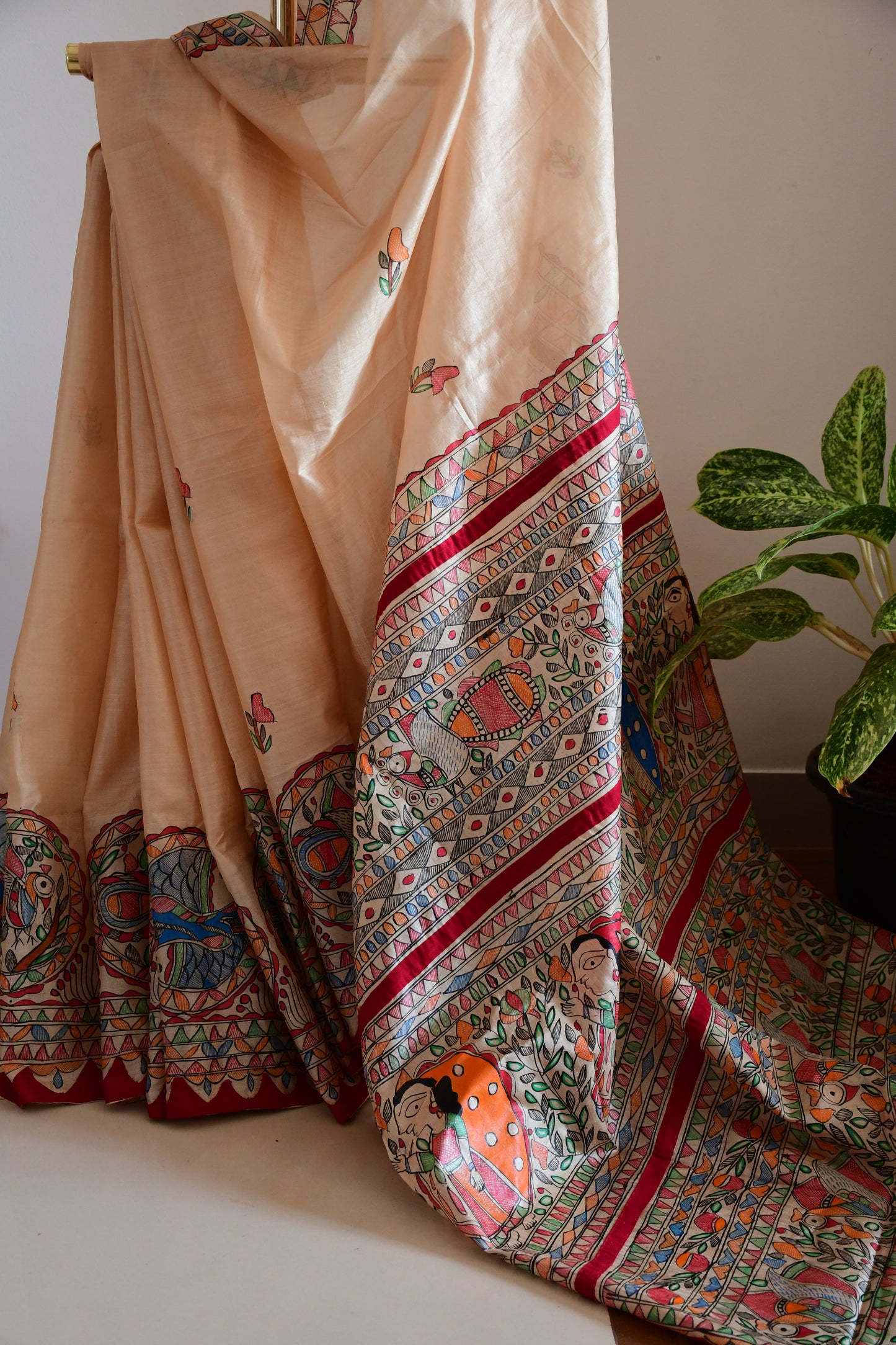 ARYA-Handpainted Madhubani Silk Fish Saree