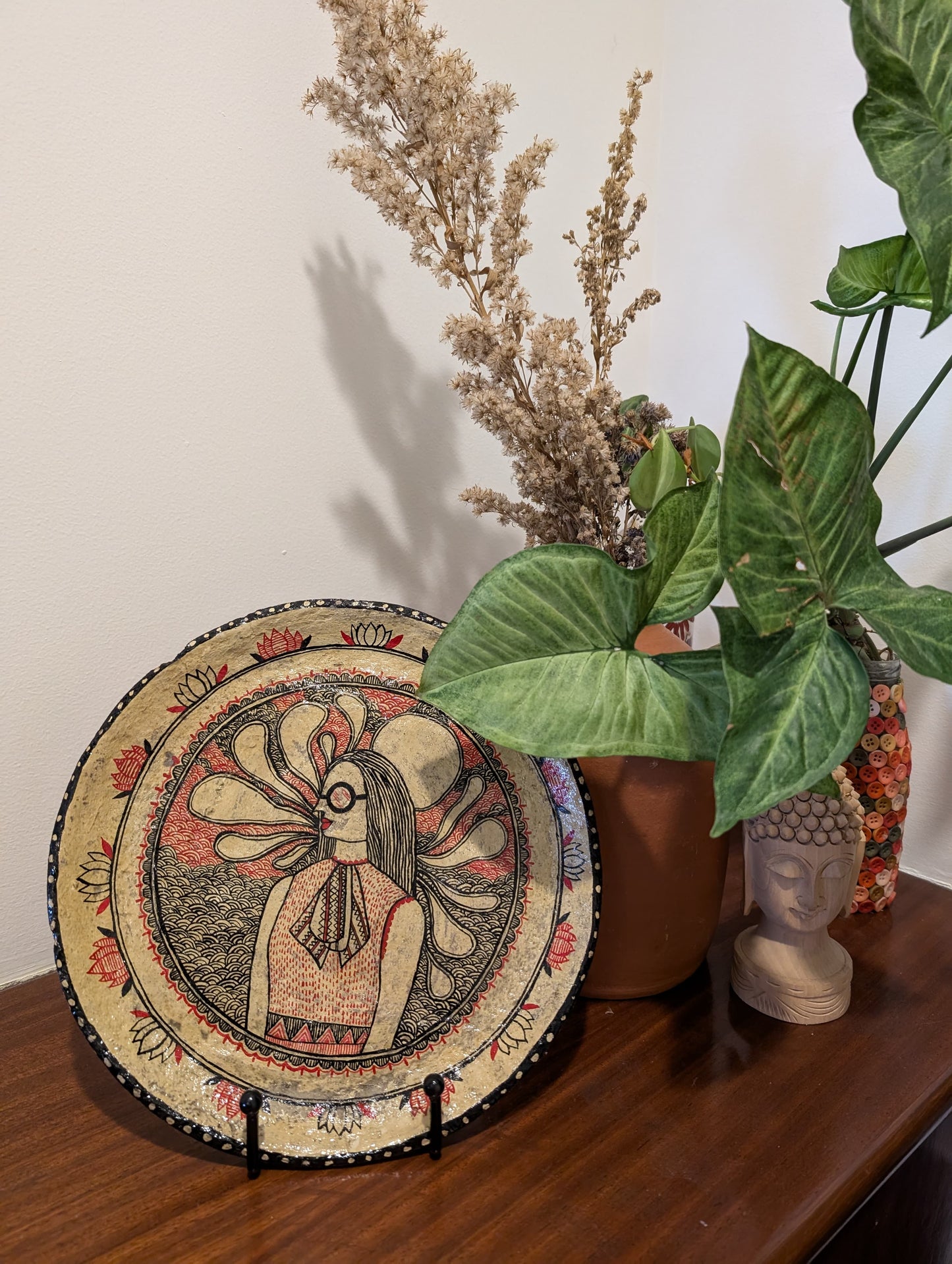 SHAKTI - Madhubani Handpainted Papier Mache Wall Plate