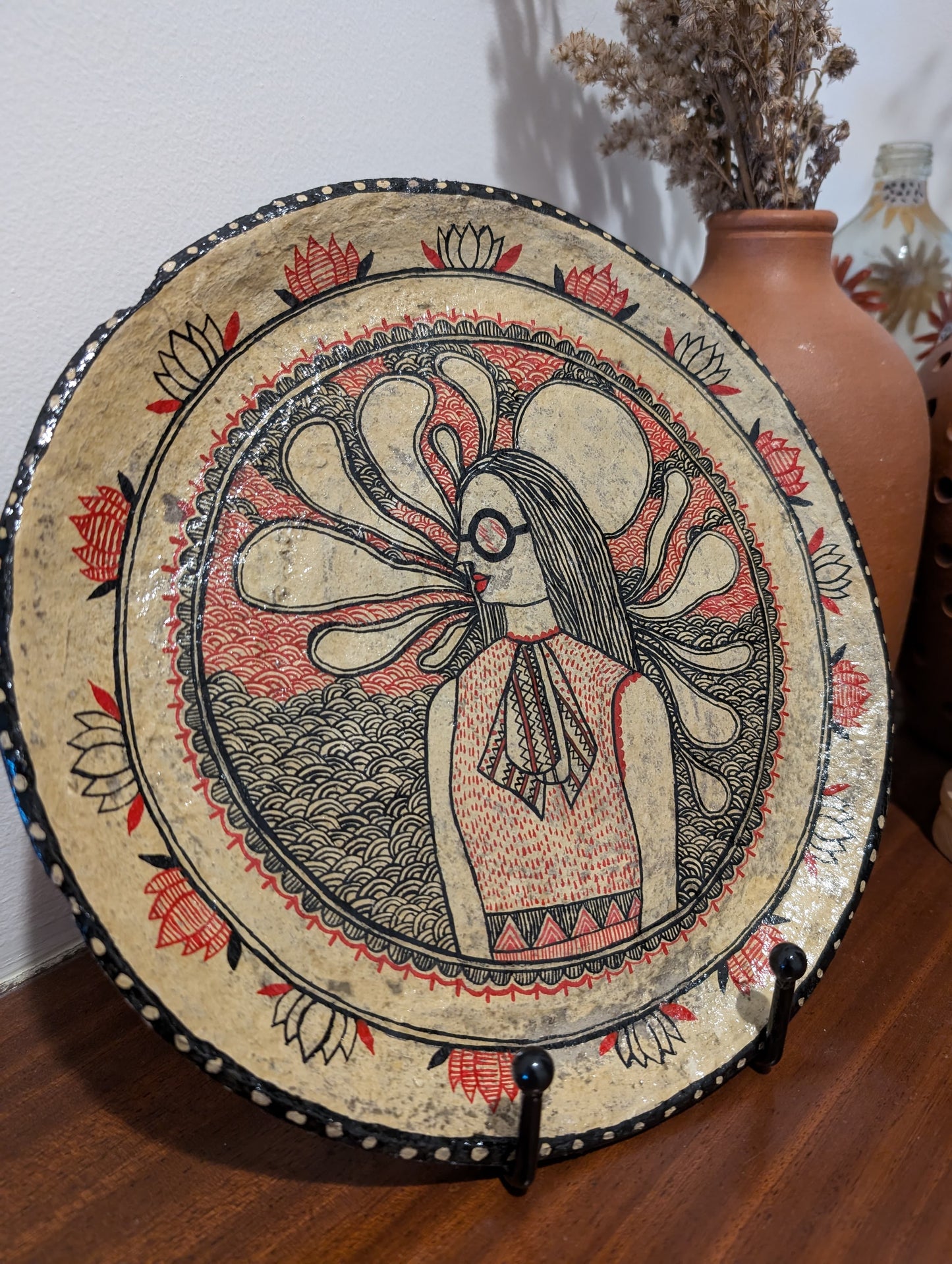 SHAKTI - Madhubani Handpainted Papier Mache Wall Plate