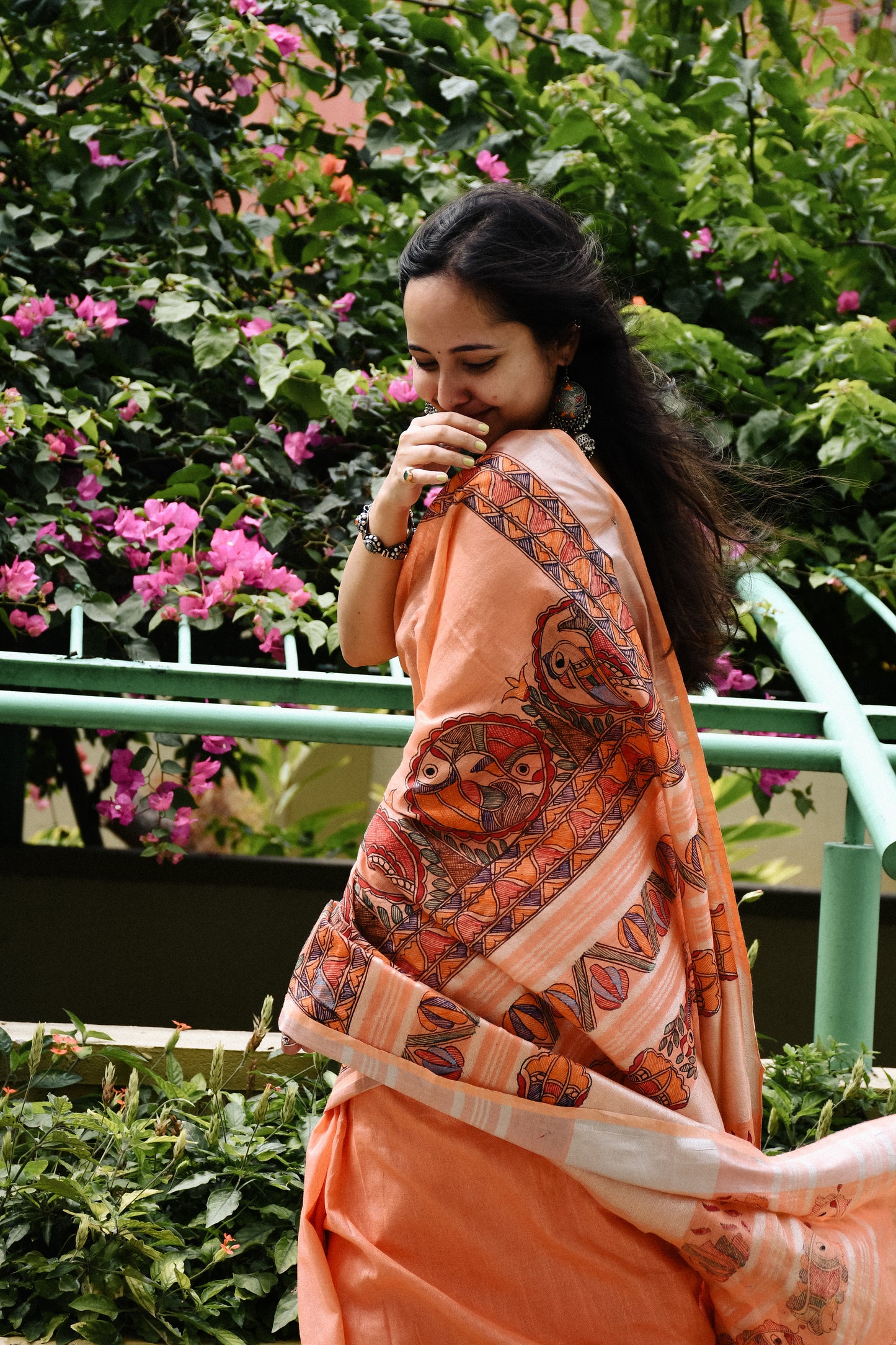 SHREYA - Handpainted Madhubani Cotton Linen Saree
