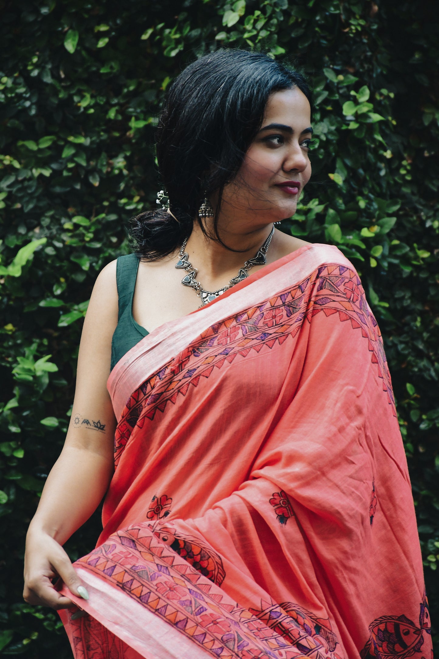 ADHIRA - Handpainted Madhubani Cotton Linen Saree