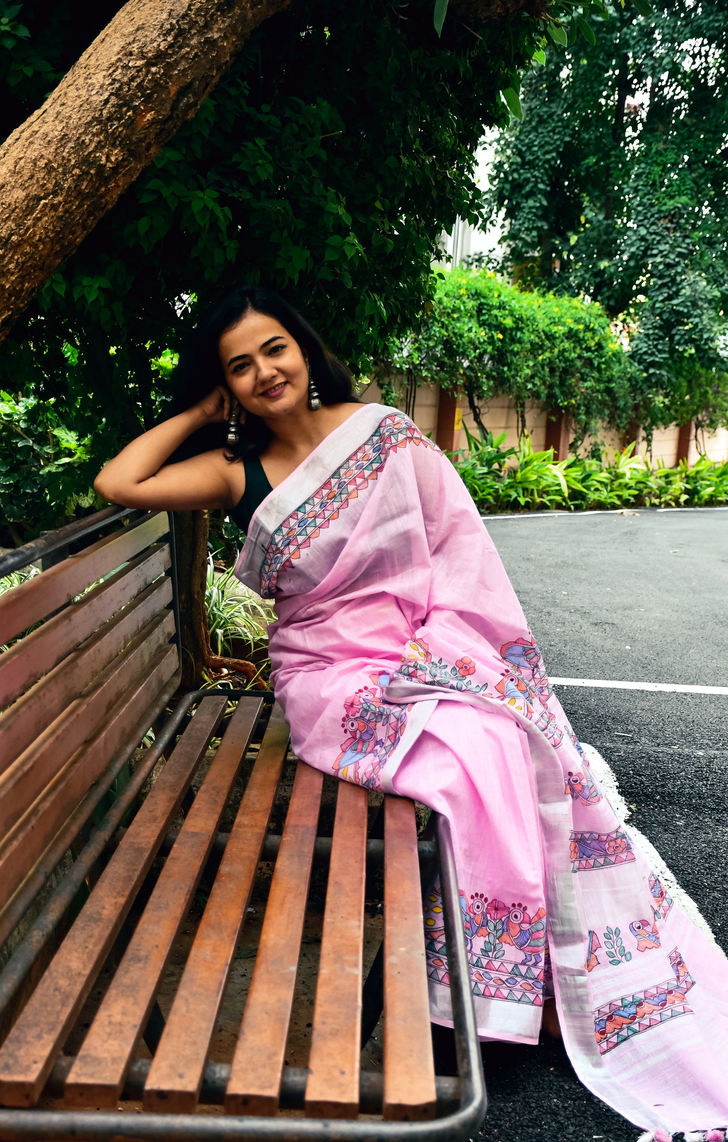 AVNI - Handpainted Madhubani Cotton Linen Saree
