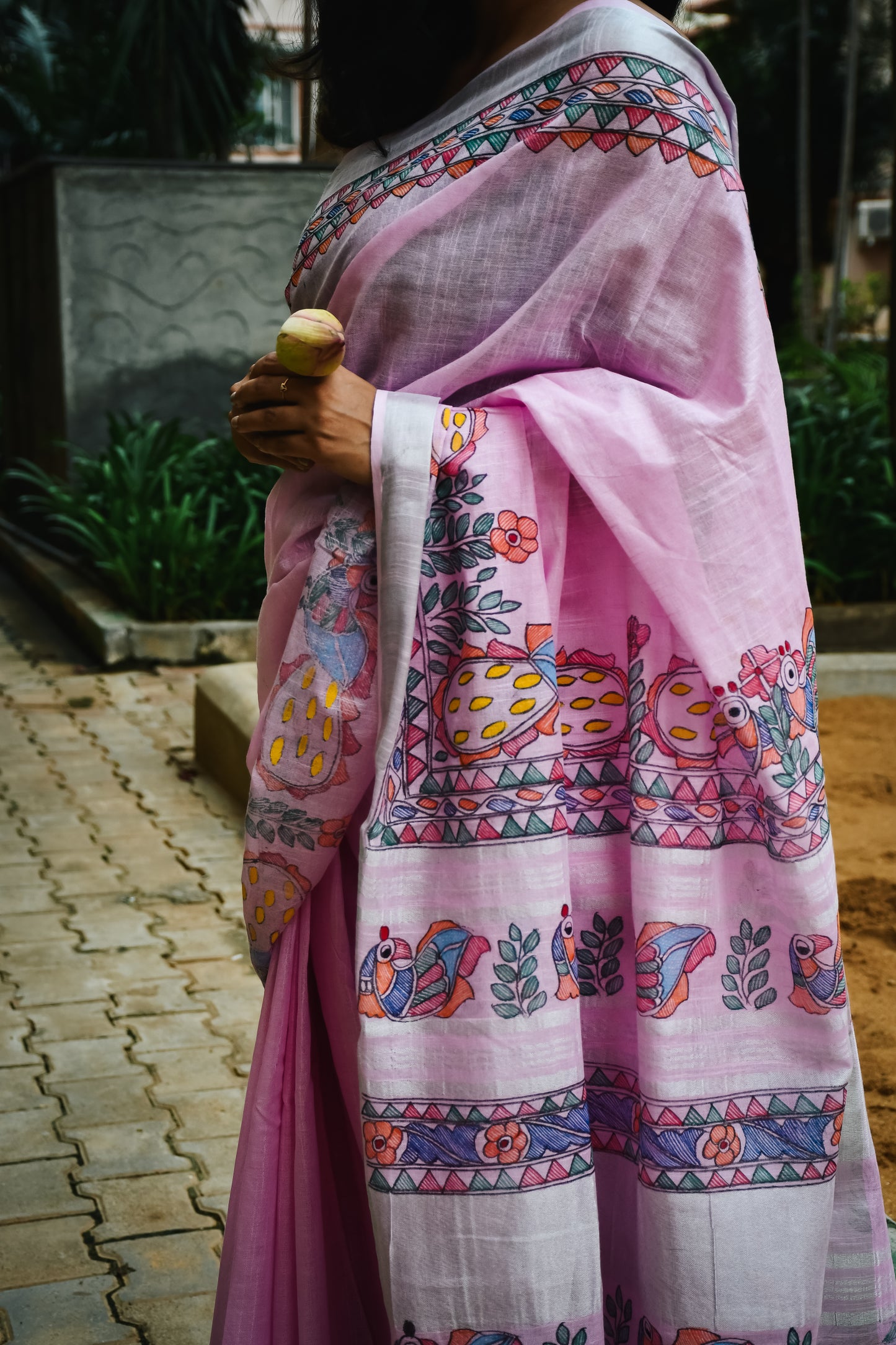 AVNI - Handpainted Madhubani Cotton Linen Saree