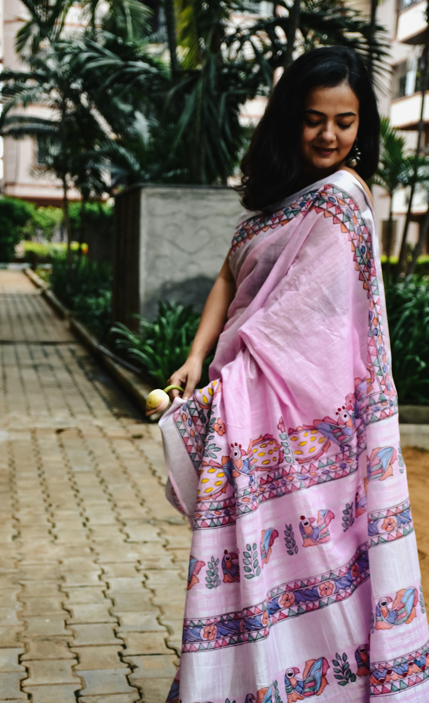AVNI - Handpainted Madhubani Cotton Linen Saree