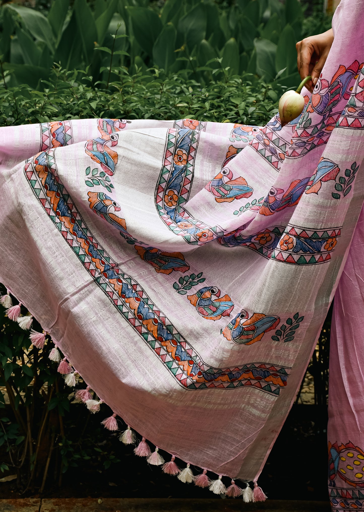AVNI - Handpainted Madhubani Cotton Linen Saree
