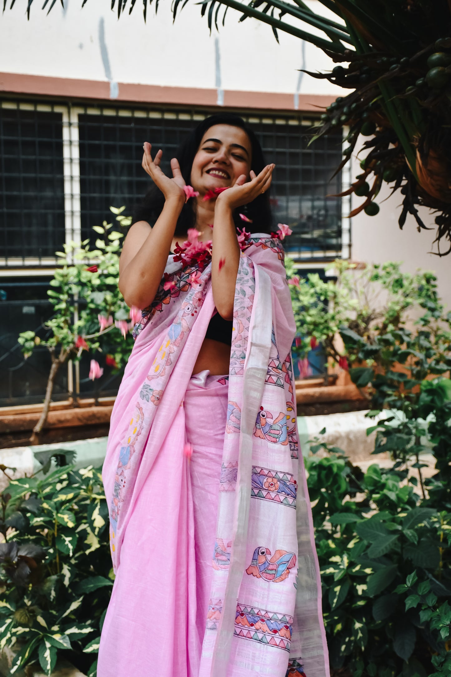 AVNI - Handpainted Madhubani Cotton Linen Saree