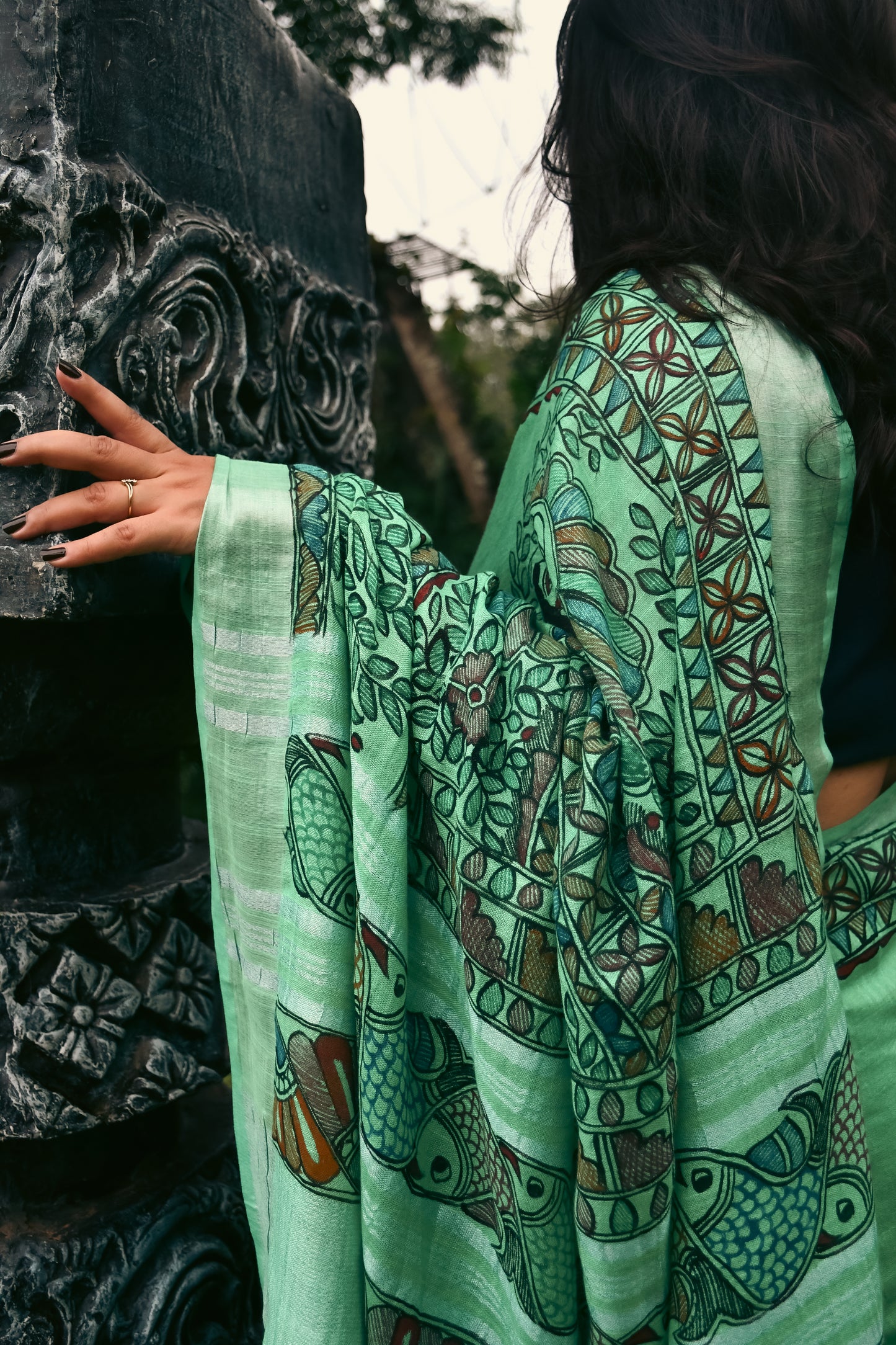 JHOOM - Handpainted Madhubani Cotton Linen Saree