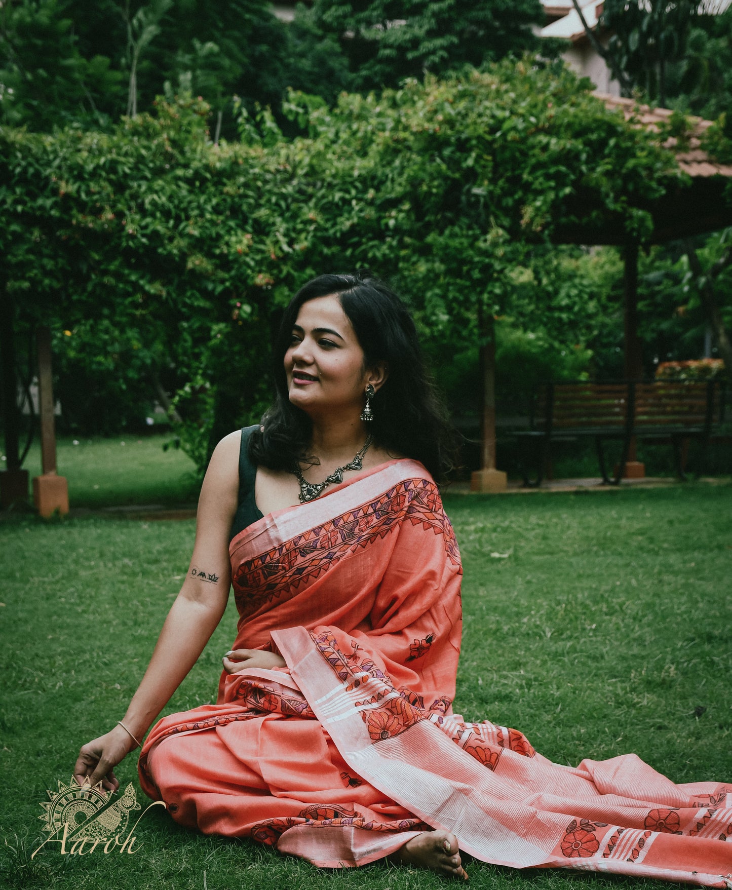ADHIRA - Handpainted Madhubani Cotton Linen Saree