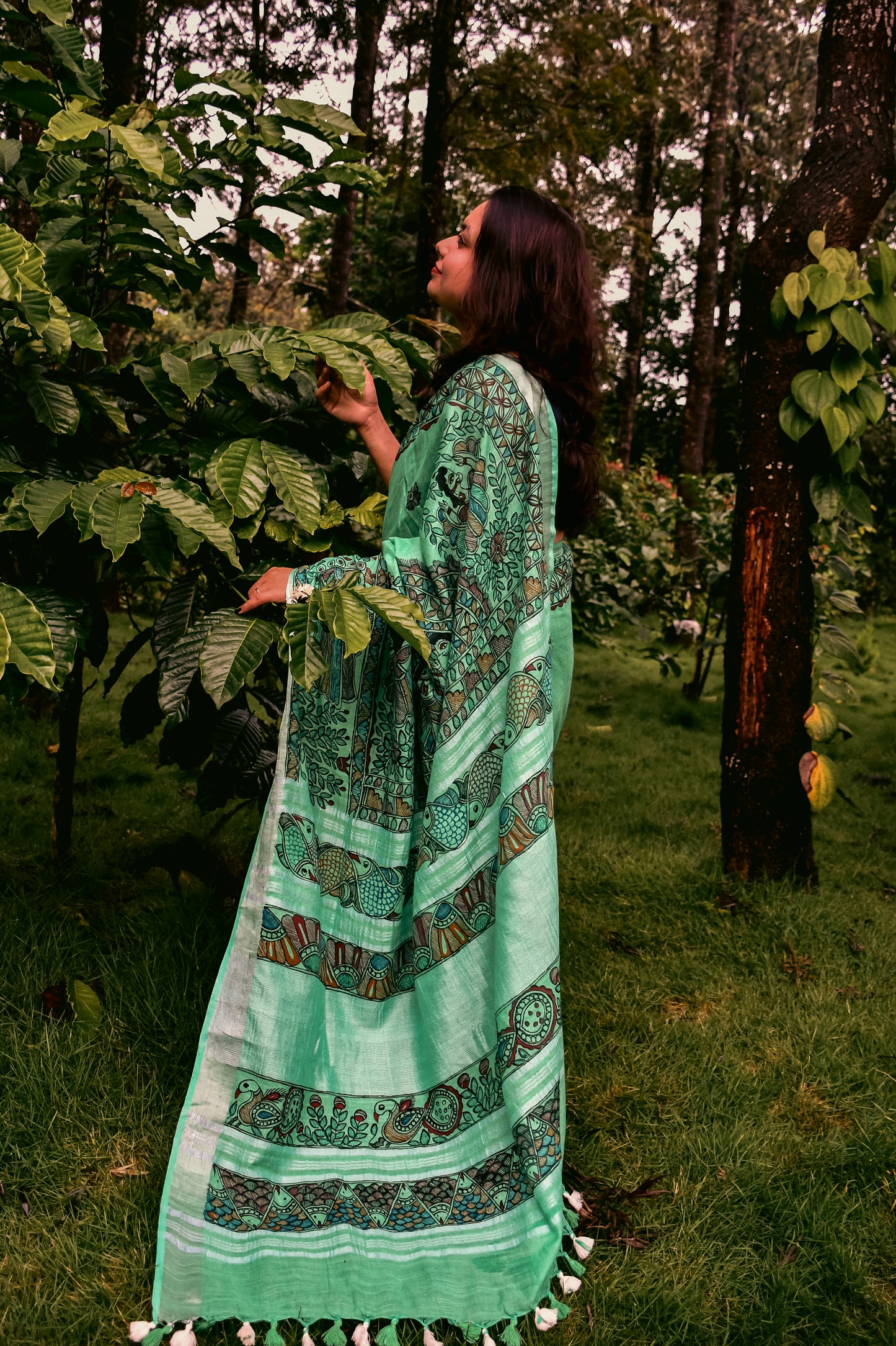 JHOOM - Handpainted Madhubani Cotton Linen Saree