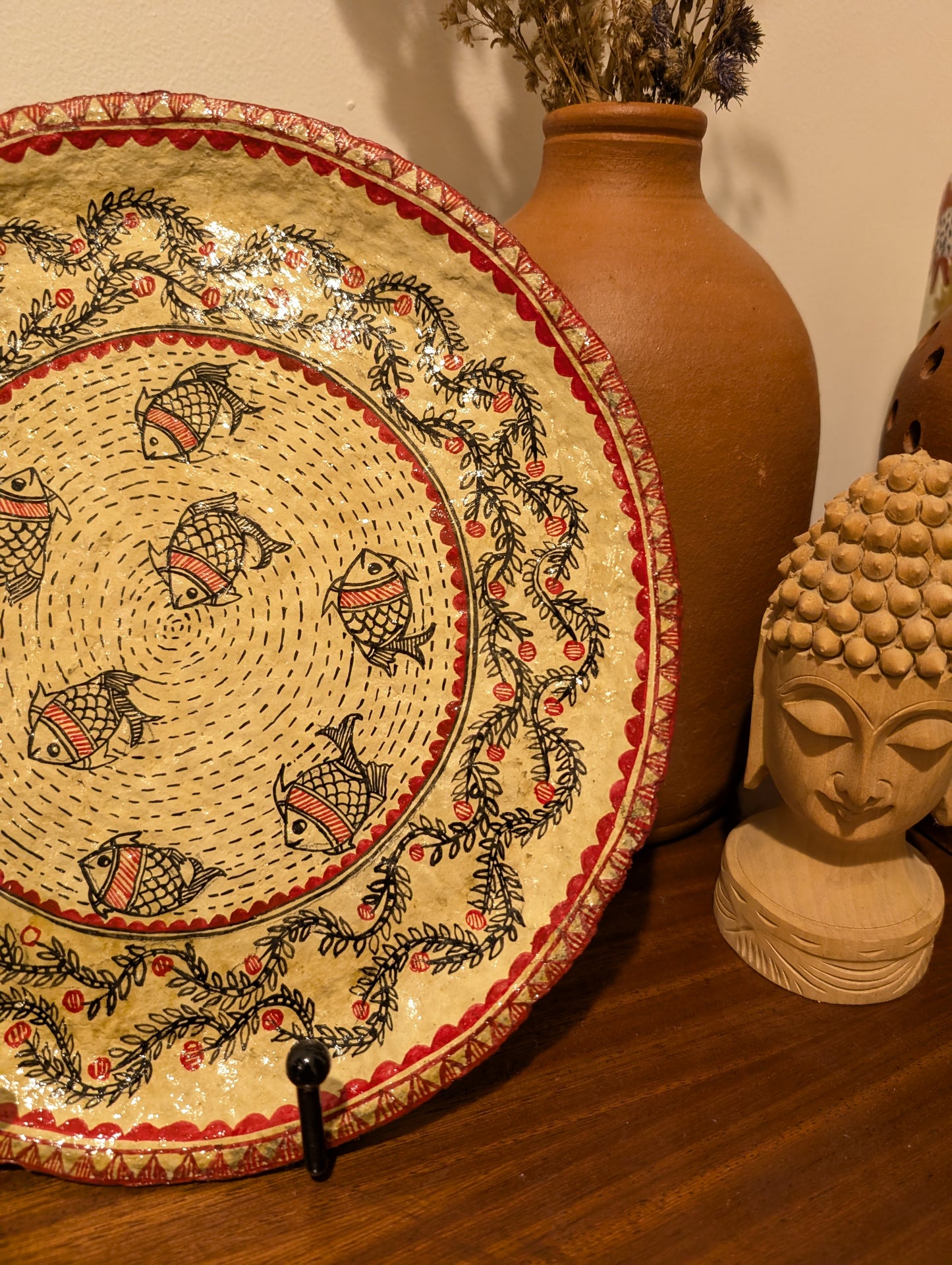 LEHER - Madhubani Handpainted Papier Mache Wall Plate