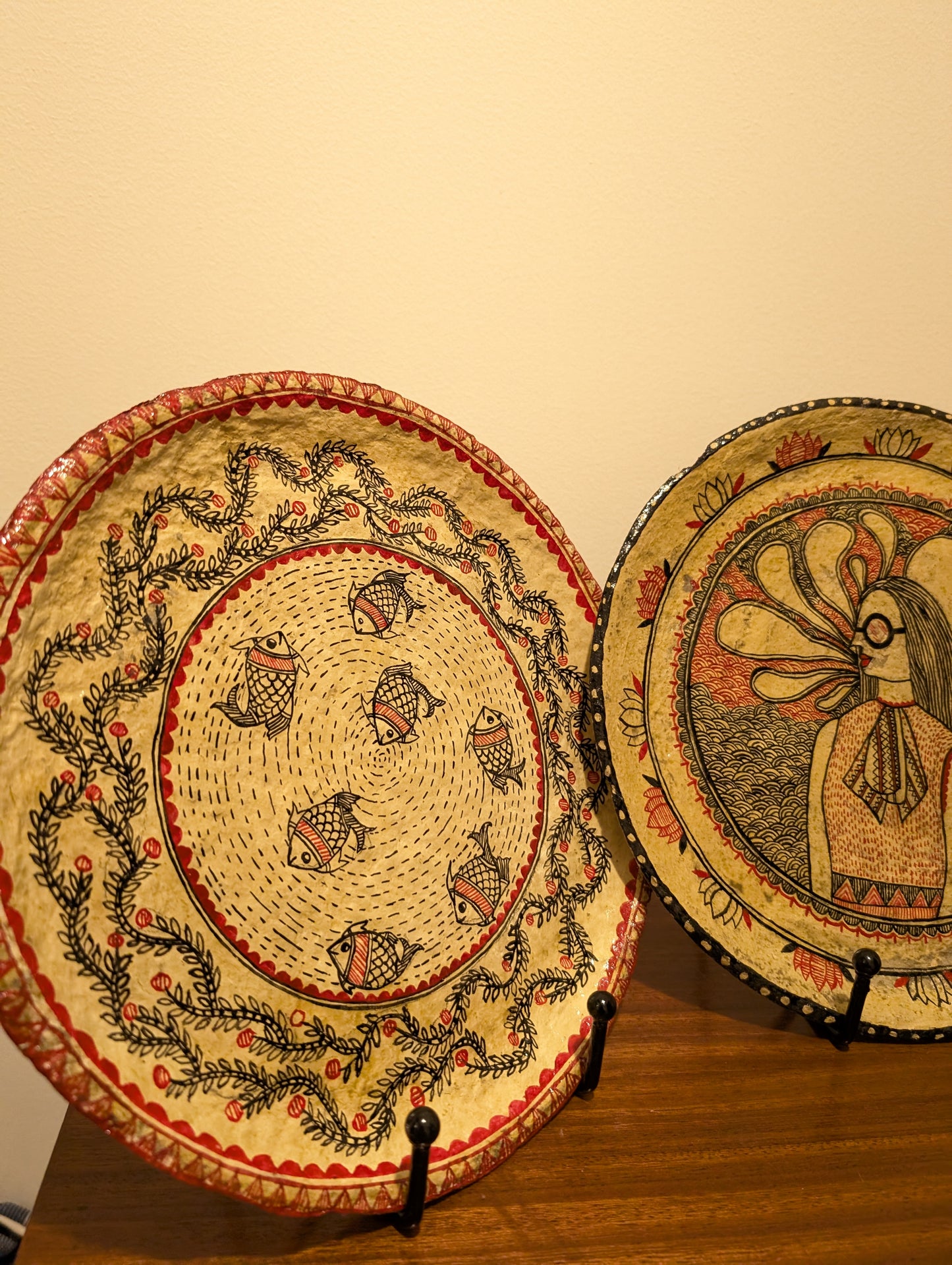 LEHER - Madhubani Handpainted Papier Mache Wall Plate