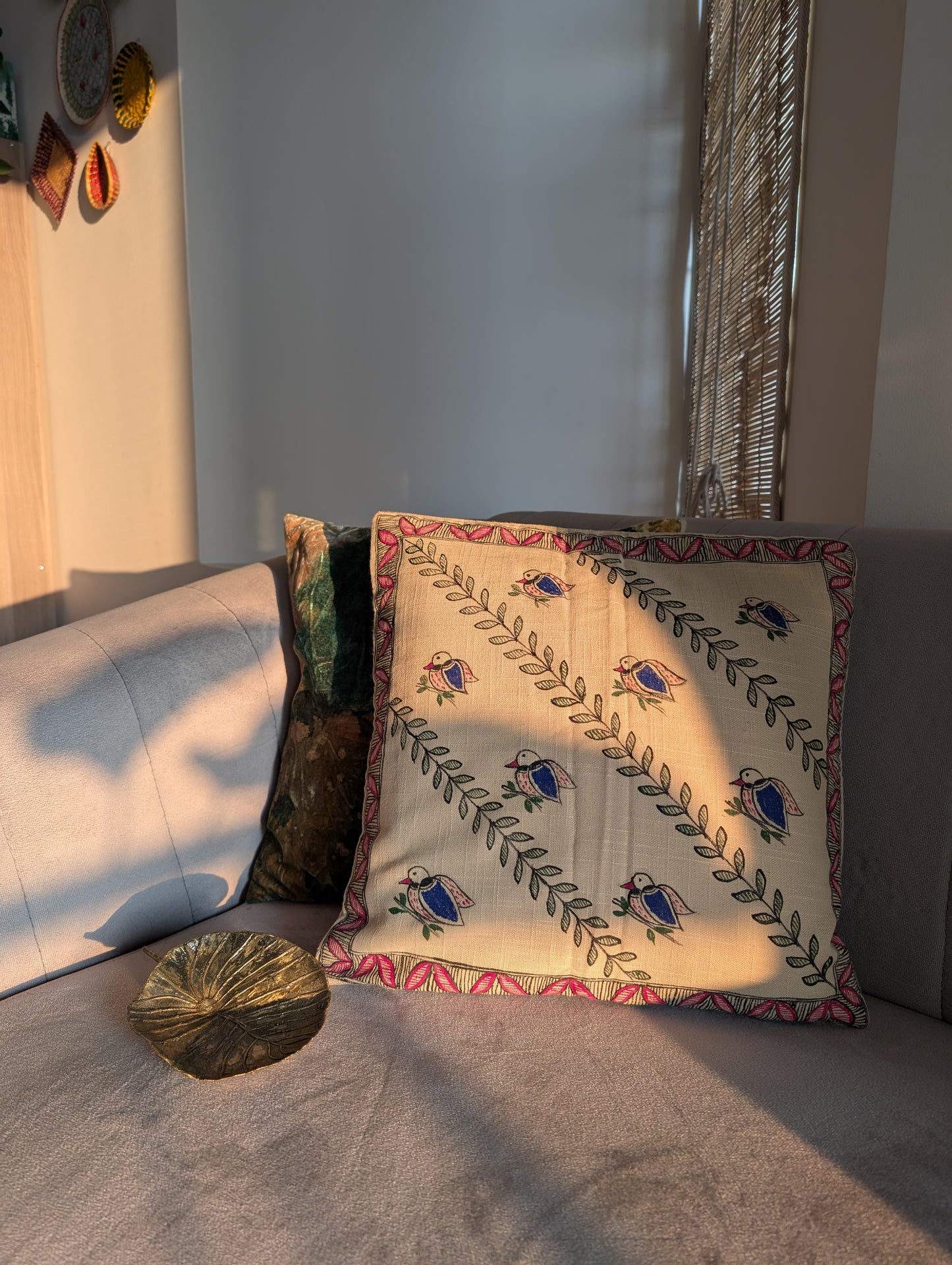 AVROH - Handpainted Madhubani Cotton Cushion Cover