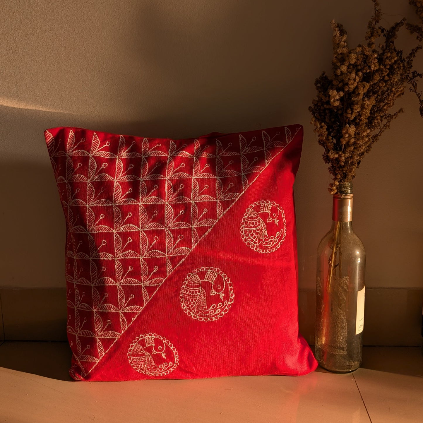 LAALI - Handpainted Madhubani Cotton Cushion Cover