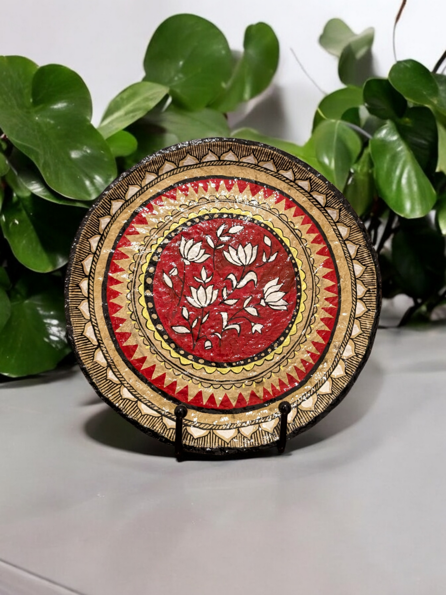 BAGEECHA - Madhubani Handpainted Papier Mache Wall Plate