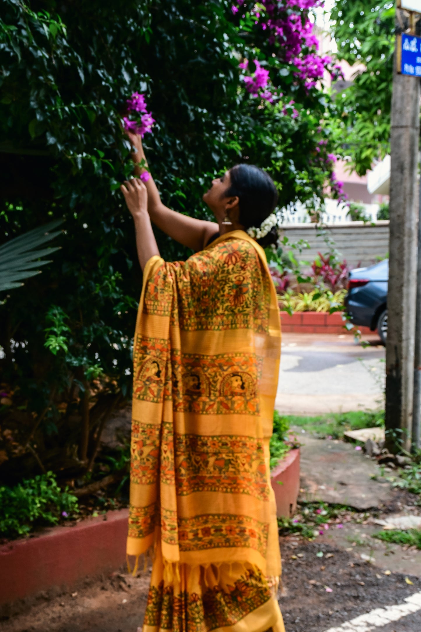 AARUSHI - Handpainted Madhubani Cotton Linen Saree