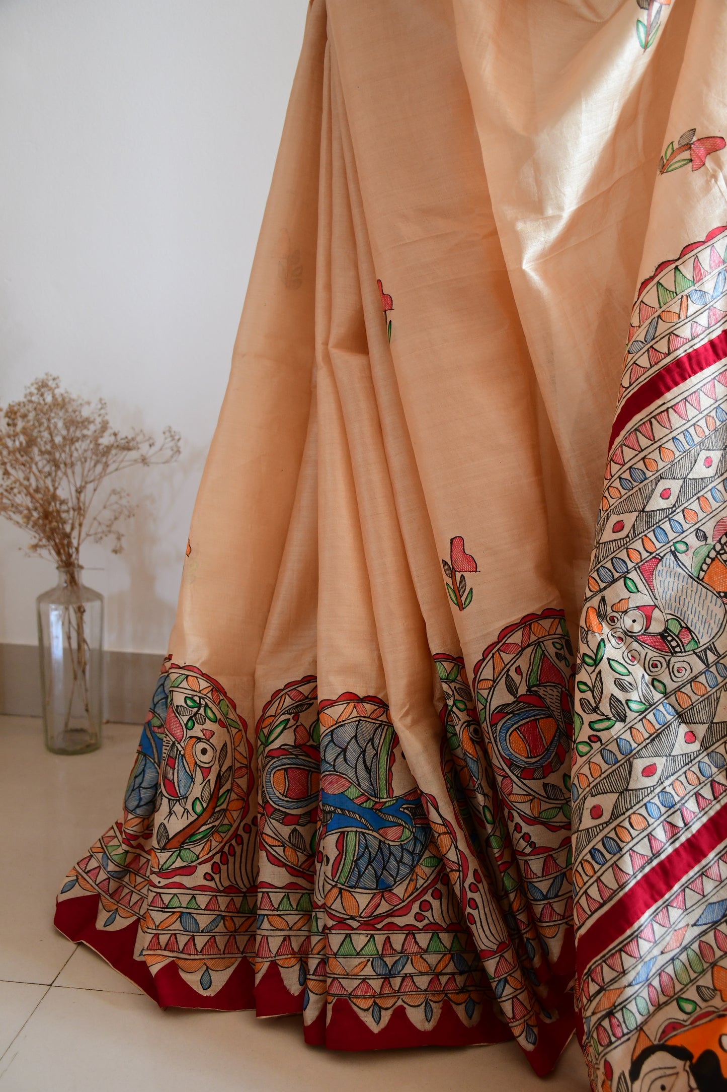 ARYA-Handpainted Madhubani Silk Fish Saree