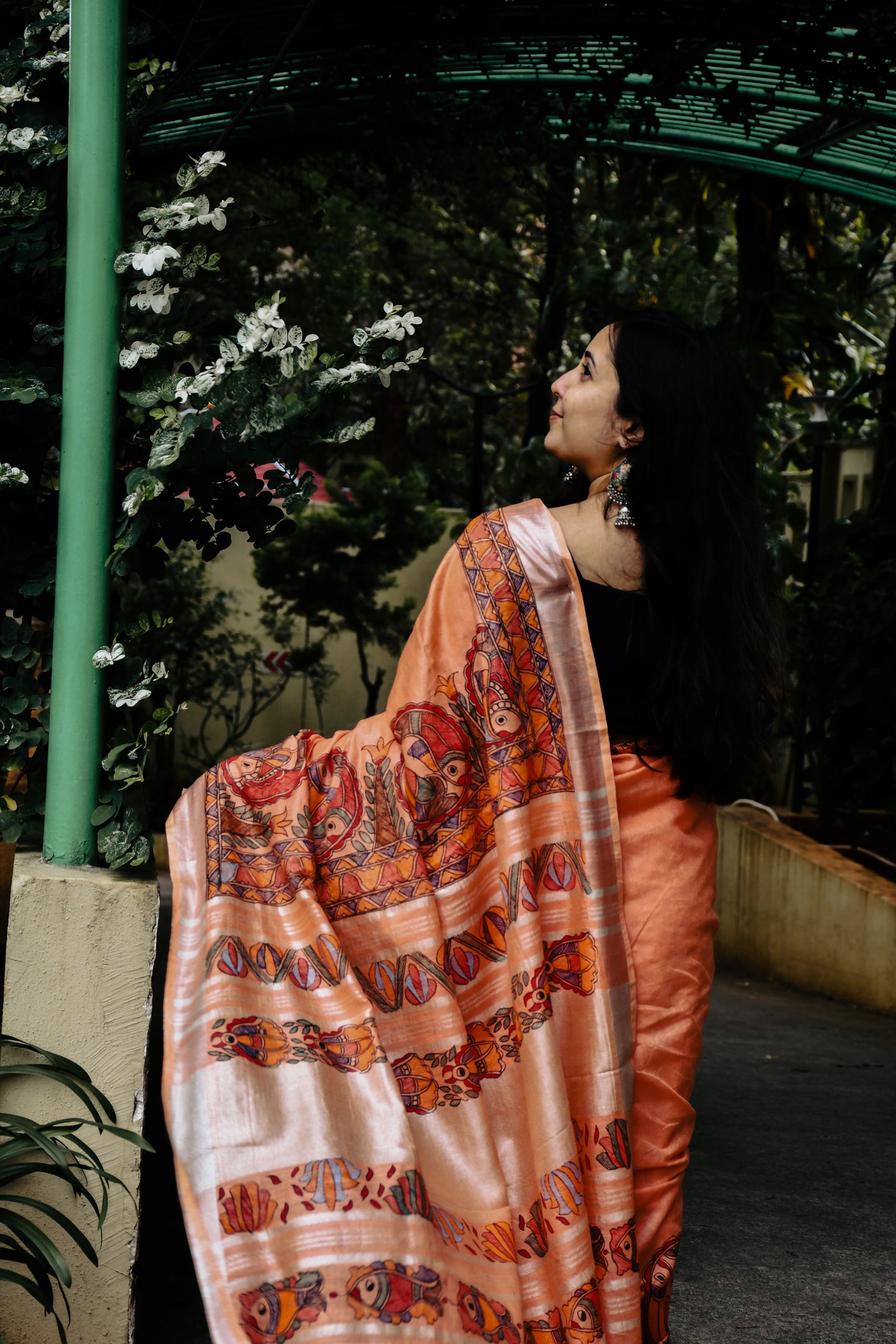 SHREYA - Handpainted Madhubani Cotton Linen Saree
